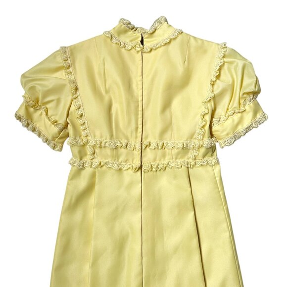 70s vintage victorian puff sleeve dress lace ruffle empire waist maxi mockneck. - Picture 6 of 12